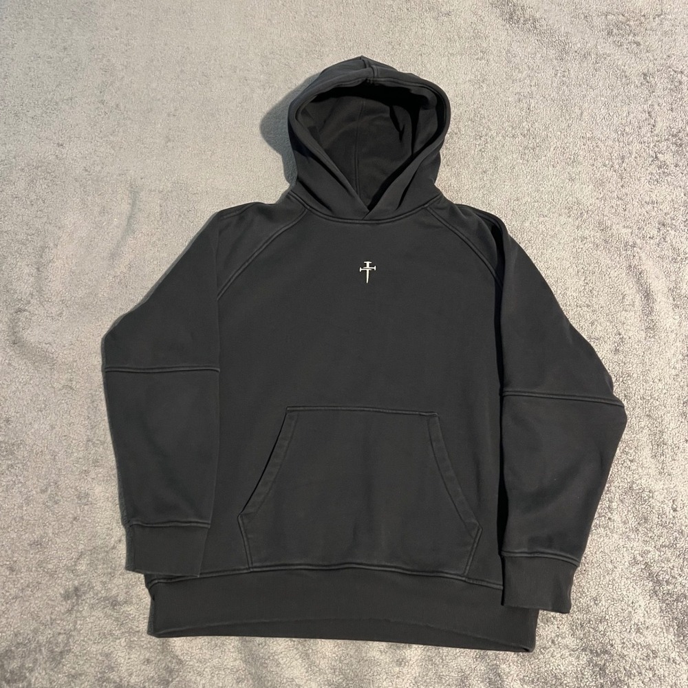 Three Nails Gym Mens Heavy Cotton Cross Logo Hoodie Black Size 2XL Pullover